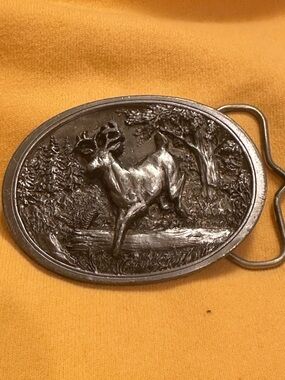 Vintage 1986 C+J  Brandname-Pewter Belt Buckle Stag Deer USA #1108